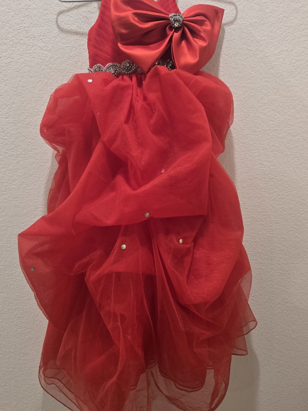 Red Tulle Princess Kids Dress with Bow